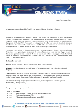 Roma, 9 novembre 2014 Italia-Croazia: tornano Balotelli e Cerci