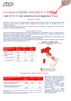 Il consumo di ALCOL nella ASS N. 3 Alto Friuli: i dati
