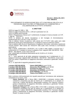 Decreto n. 89/Ass.Ric./2014 Prot. 1090/2014 PROVVEDIMENTO DI