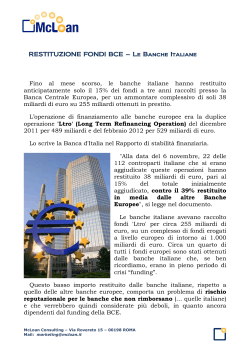 Banche Italiane e restituzione fondi BCE