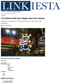 I 23 miliardi della Bce? Meglio darli alle imprese