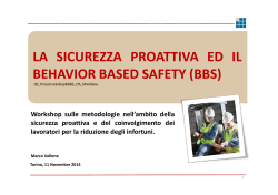 LA SICUREZZA PROATTIVA ED IL BEHAVIOR BASED SAFETY (BBS)