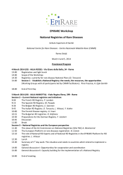 EPIRARE Workshop National Registries of Rare Diseases
