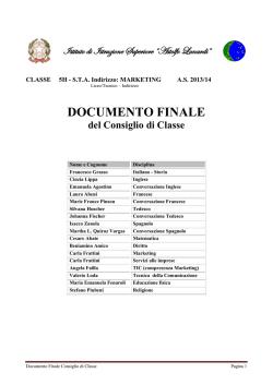 DOCUMENTO FINALE del Consiglio di Classe