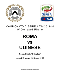 La cartella stampa di Roma-Udinese