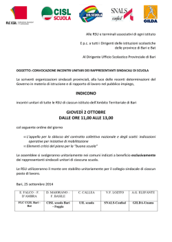 indicono gioved&igrave; 2 ottobre dalle ore 11,00 alle 13,00