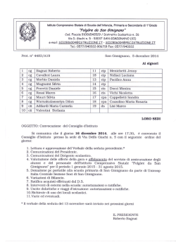 Convocazione Consiglio di Istituto