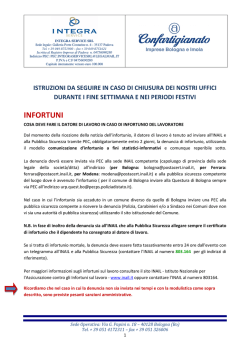 Istruzioni e procedure da seguire nei periodi di