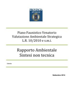 Piano Faunistico Venatorio Valutazione Ambientale Strategica L.R.