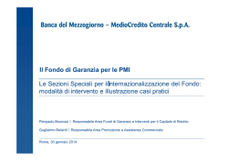 Il Fondo di Garanzia per le PMI Le Sezioni Speciali per l