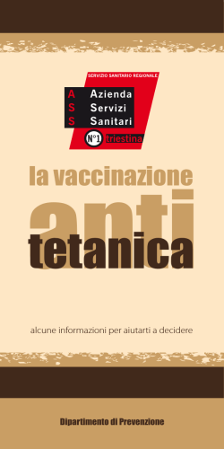 Info tetano - Azienda per i Servizi Sanitari n. 1