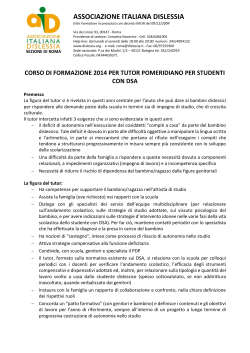 Roma, 27 febbraio, Tutor pomeridiano per studenti con DSA