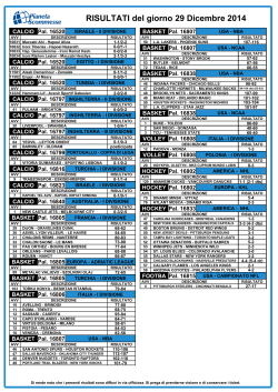 RISULTATI del giorno 29 Dicembre 2014