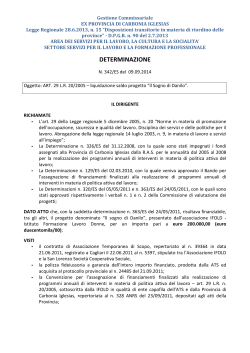 DETERMINAZIONE N.342/ES del 09.09.2014