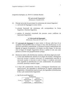 Gli universali linguistici - Universit&agrave; degli studi di Bergamo
