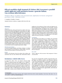 Efficacia predittiva degli strumenti di Violence Risk Assessment e