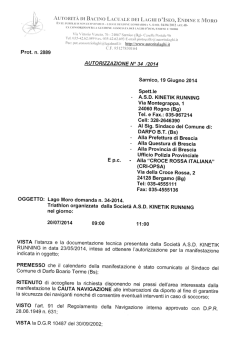 Sarnico, 19 Giugno 2014 Spett.le - Autorità di Bacino Lacuale dei