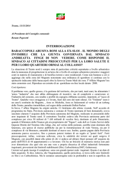 INTERROGAZIONE BARACCOPOLI ABUSIVA ROM ALLA EX