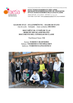 Documento del Consiglio di classe: Indirizzo - Raetia
