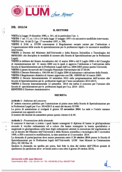 Decreto rettorale SSPL AA 14-15