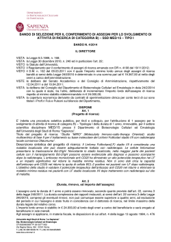 BANDO DI SELEZIONE PER IL CONFERIMENTO DI