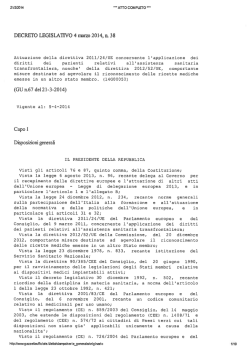 DECRETO LEGISLATIVO 4 marzo 2014, n. 38 - Il sole 24 Ore