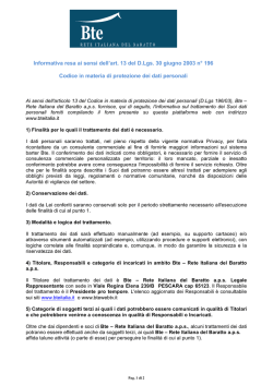 Informativa sulla Privacy - Bte Italia