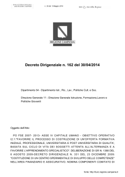 Decreto Dirigenziale n. 162 del 30.04.2014 - Por Fse 2007