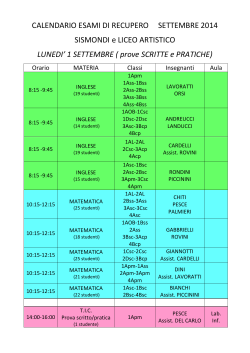 calendario degli esami di settembre 2014.