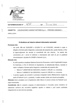 liquidazione canoni fastweb s.p.a. - periodo gennaio