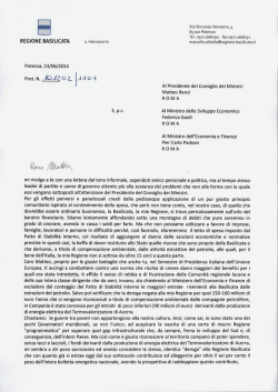 leggi il testo integrale della lettera di pittella a renzi