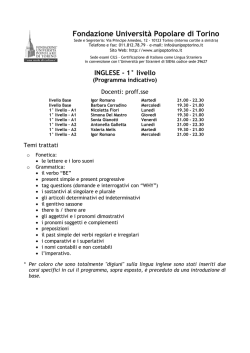 Programma - INGLESE - Fondazione Università Popolare di Torino