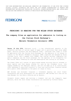 FEDRIGONI IS HEADING FOR THE MILAN STOCK EXCHANGE