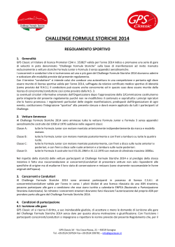 Regolamento Sportivo Challenge Formule Storiche 2014