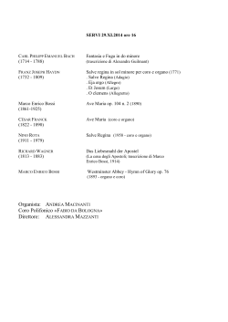 Programma del concerto del 29/11/2014 ai Servi