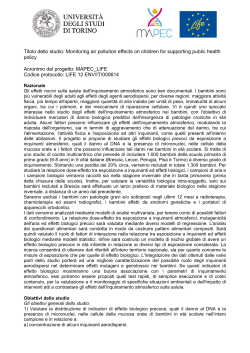 Sinossi dello studio - Università degli Studi di Torino