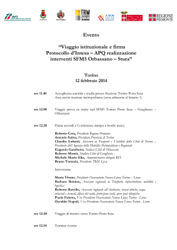 Invito viaggio istituzionale e firma APQ per SFM5