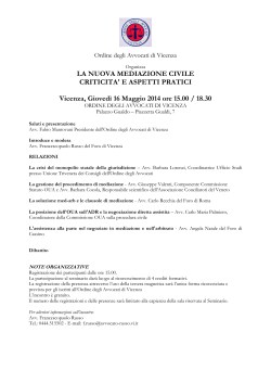 20140516 mediazione - Ordine degli Avvocati di Vicenza