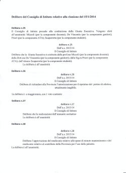 Delibere del Consiglio di Istituto relative alla riunione del 15/1/2014