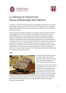METORITI - La collezione del Museo di Mineralogia Sapienza