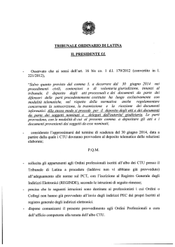 TRIBUNALE ORDINARIO DI LATINA IL PRESIDENTE f.f. Osservato