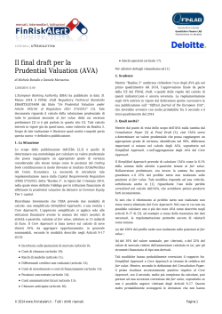 Il final draft per la Prudential Valuation (AVA)