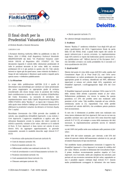 Il final draft per la Prudential Valuation (AVA)