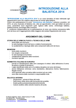 INTRODUZIONE ALLA BALISTICA 2014