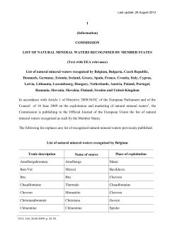 Liste natürlicher Mineralwässer aus dritten Ländern (37 Quellen)