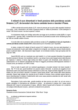 Comunicato - unione emigrati sardi zurigo