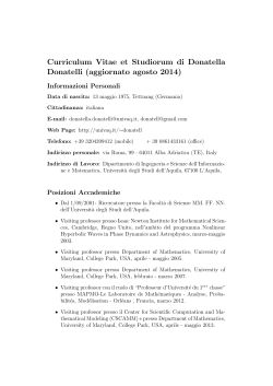 Curriculum Vitae et Studiorum di Donatella Donatelli (aggiornato