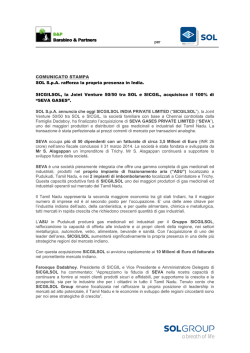 COMUNICATO STAMPA