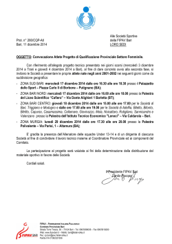 Prot. n° 280/CQP-Atl Bari, 11 dicembre 2014 Alle Società Sportive