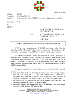 Roma, 09/12/2014 Ufficio: DIR/PF Protocollo: 201400006821/A.G.